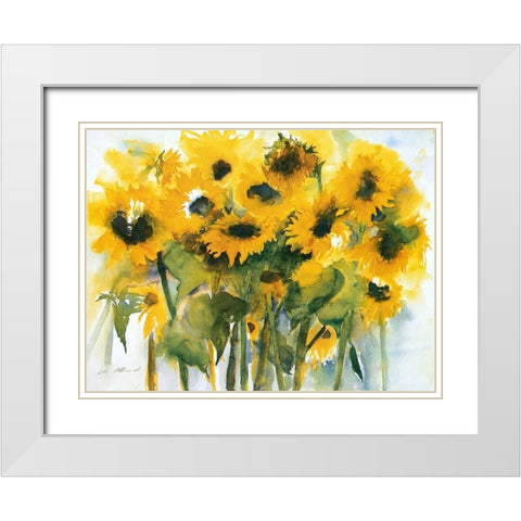 Sonnenblumenfeld White Modern Wood Framed Art Print with Double Matting by Ohland, Christa