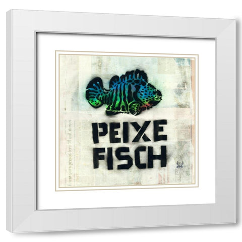 Peixe White Modern Wood Framed Art Print with Double Matting by Eliot