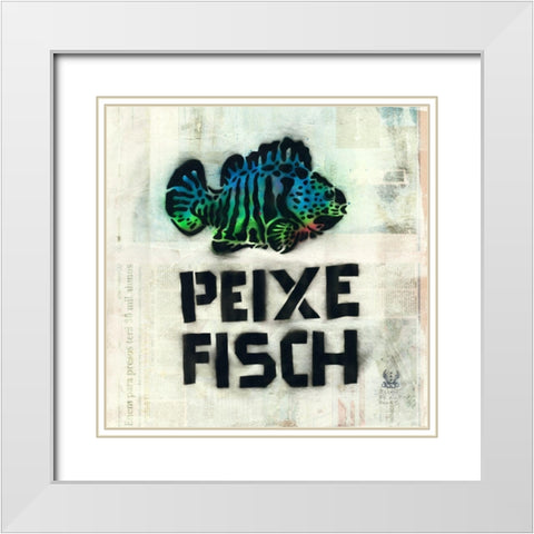 Peixe White Modern Wood Framed Art Print with Double Matting by Eliot