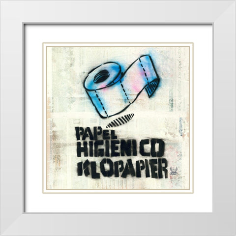 Papel Higienico White Modern Wood Framed Art Print with Double Matting by Eliot