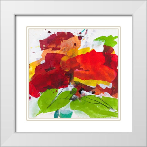 Red Blossom White Modern Wood Framed Art Print with Double Matting by Ruttkau, El