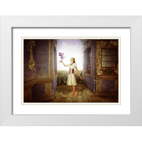 Dragontales 7 White Modern Wood Framed Art Print with Double Matting by Hartmann, Eva