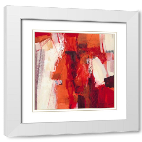 Rosso Astratto White Modern Wood Framed Art Print with Double Matting by Cusumano, Francesco