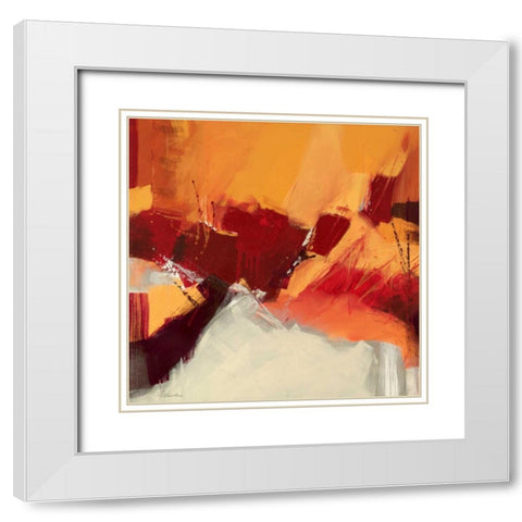 Rosso II White Modern Wood Framed Art Print with Double Matting by Cusumano, Francesco
