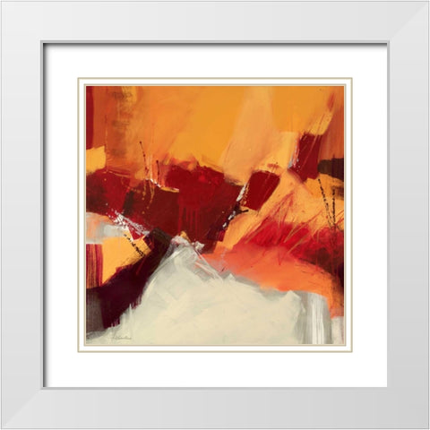 Rosso II White Modern Wood Framed Art Print with Double Matting by Cusumano, Francesco
