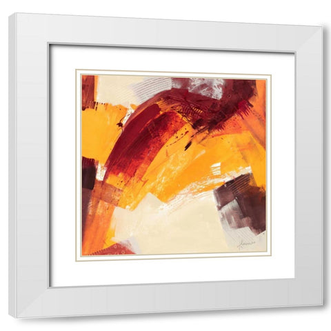Rosso III White Modern Wood Framed Art Print with Double Matting by Cusumano, Francesco