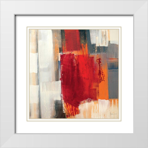 Astratto Colorato I White Modern Wood Framed Art Print with Double Matting by Cusumano, Francesco
