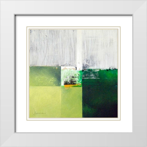 Composizione verde I White Modern Wood Framed Art Print with Double Matting by Cusumano, Francesco