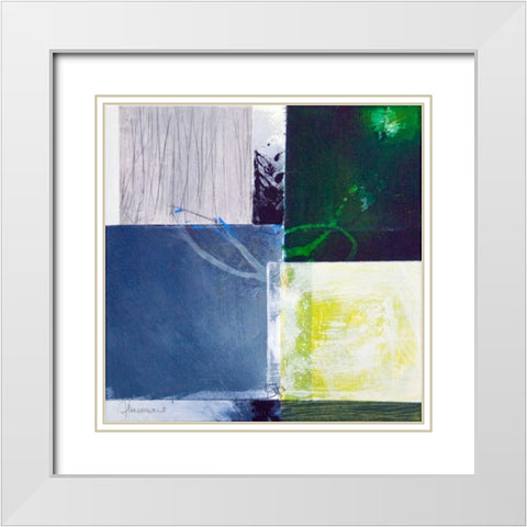 Composizione verde II White Modern Wood Framed Art Print with Double Matting by Cusumano, Francesco