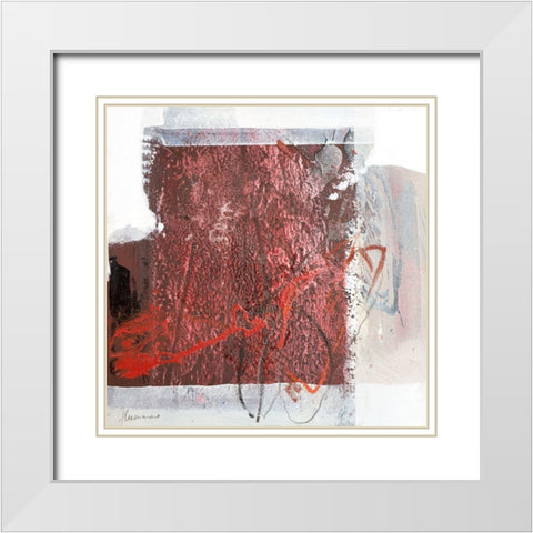 Rosso 1 White Modern Wood Framed Art Print with Double Matting by Cusumano, Francesco
