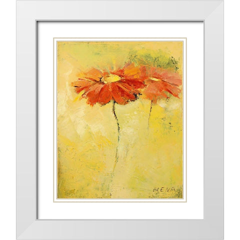 Feldblumen I White Modern Wood Framed Art Print with Double Matting by Filatov, Elena