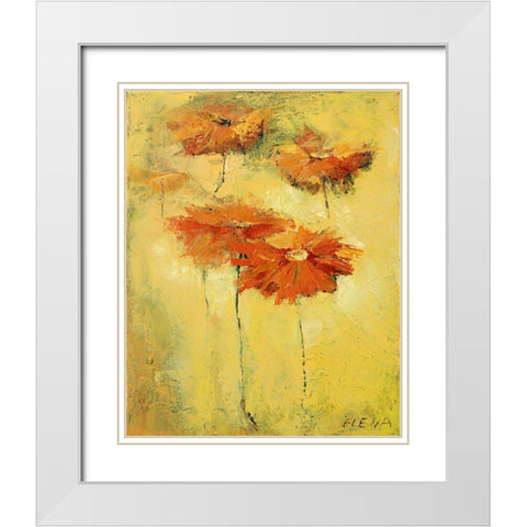 Feldblumen II White Modern Wood Framed Art Print with Double Matting by Filatov, Elena