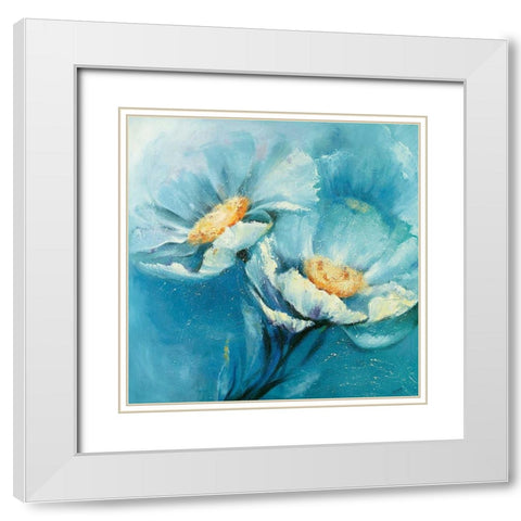 Symphonie in Blau White Modern Wood Framed Art Print with Double Matting by Filatov, Elena