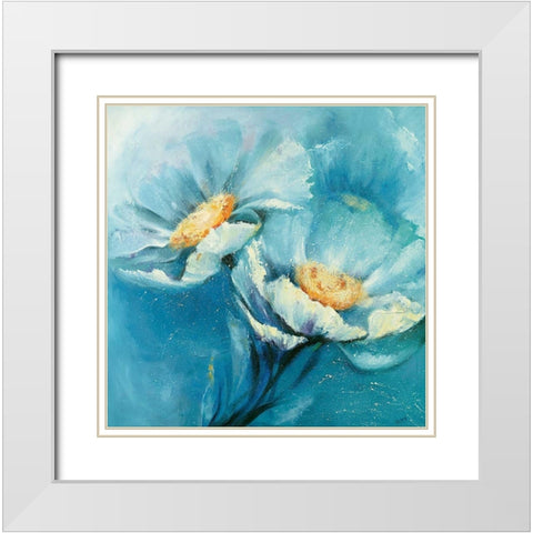 Symphonie in Blau White Modern Wood Framed Art Print with Double Matting by Filatov, Elena
