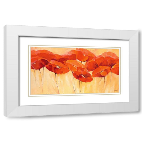 Mohnparade II White Modern Wood Framed Art Print with Double Matting by Filatov, Elena