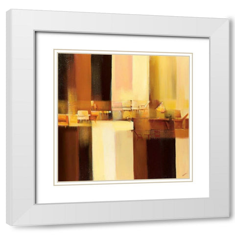 Sit-In I White Modern Wood Framed Art Print with Double Matting by Filatov, Elena
