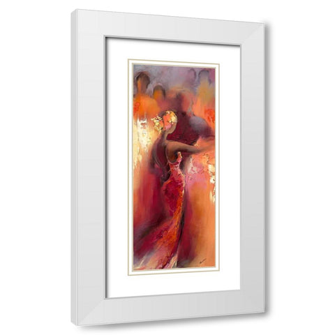 Tanzabend I White Modern Wood Framed Art Print with Double Matting by Filatov, Elena