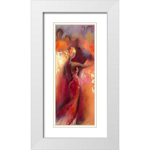 Tanzabend I White Modern Wood Framed Art Print with Double Matting by Filatov, Elena