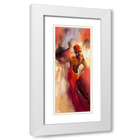 Tanzabend II White Modern Wood Framed Art Print with Double Matting by Filatov, Elena
