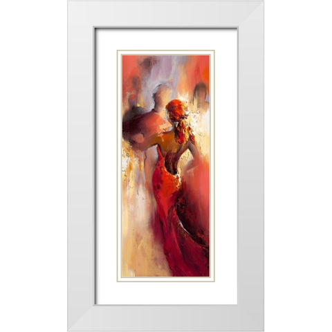 Tanzabend II White Modern Wood Framed Art Print with Double Matting by Filatov, Elena