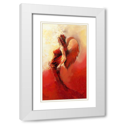 Engel 2 White Modern Wood Framed Art Print with Double Matting by Filatov, Elena