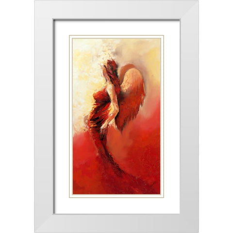 Engel 2 White Modern Wood Framed Art Print with Double Matting by Filatov, Elena