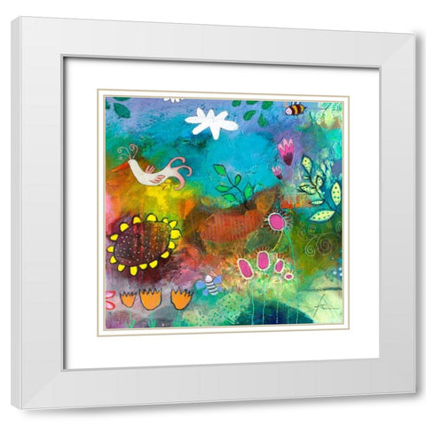 Goldkehlchen Teil II White Modern Wood Framed Art Print with Double Matting by Schmalzl, Franziska