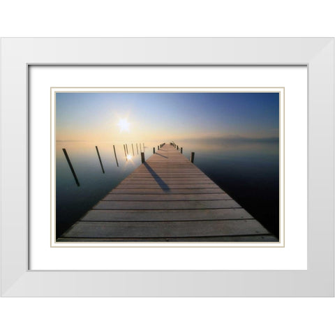 Chiemseemorgen III White Modern Wood Framed Art Print with Double Matting by Rossmeissl, Gerhard
