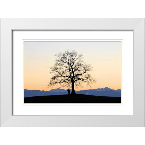 Abenddammerung I White Modern Wood Framed Art Print with Double Matting by Rossmeissl, Gerhard