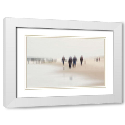 Walking People II White Modern Wood Framed Art Print with Double Matting by Rossmeissl, Gerhard