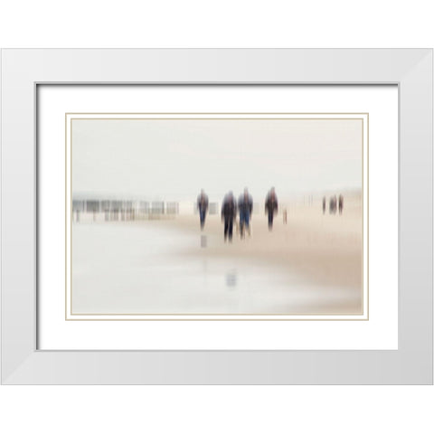 Walking People II White Modern Wood Framed Art Print with Double Matting by Rossmeissl, Gerhard