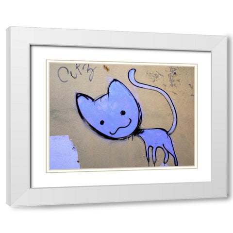 Katze 1 White Modern Wood Framed Art Print with Double Matting by Weissing, Gerd