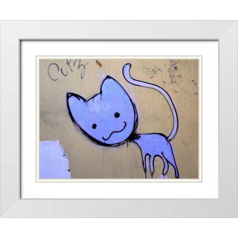 Katze 1 White Modern Wood Framed Art Print with Double Matting by Weissing, Gerd