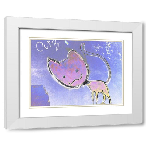 Katze 2 White Modern Wood Framed Art Print with Double Matting by Weissing, Gerd