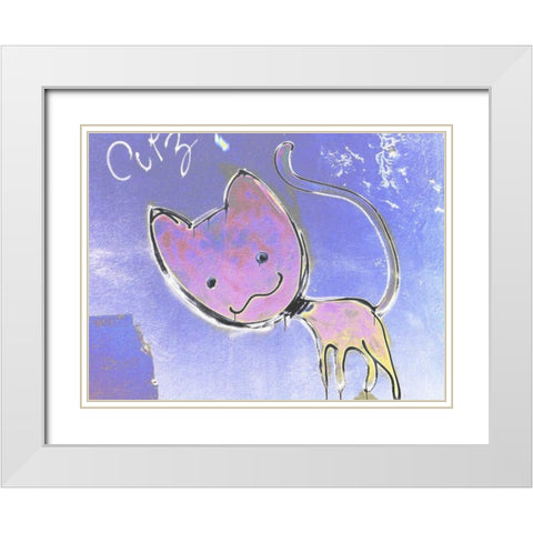 Katze 2 White Modern Wood Framed Art Print with Double Matting by Weissing, Gerd