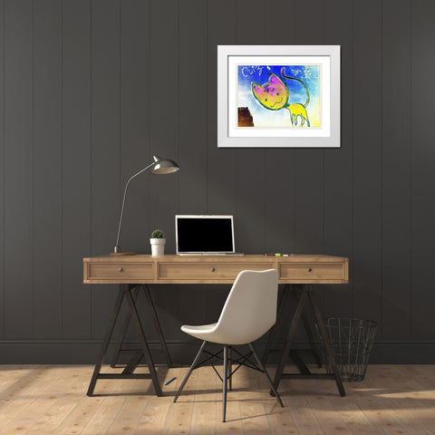 Katze 3 White Modern Wood Framed Art Print with Double Matting by Weissing, Gerd