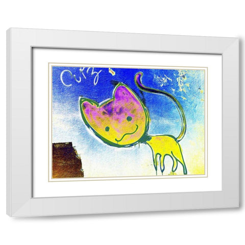 Katze 3 White Modern Wood Framed Art Print with Double Matting by Weissing, Gerd