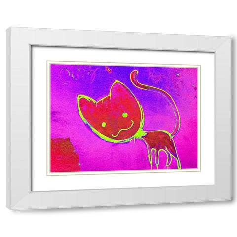 Katze 4 White Modern Wood Framed Art Print with Double Matting by Weissing, Gerd