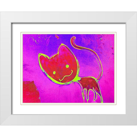 Katze 4 White Modern Wood Framed Art Print with Double Matting by Weissing, Gerd