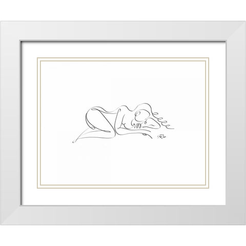 Sleep 02 White Modern Wood Framed Art Print with Double Matting by Mahdavi, Gholam Reza