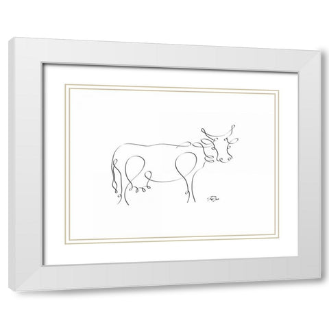 Cow White Modern Wood Framed Art Print with Double Matting by Mahdavi, Gholam Reza