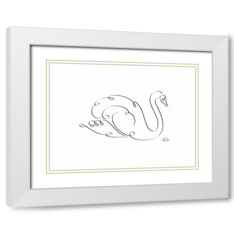 Swan White Modern Wood Framed Art Print with Double Matting by Mahdavi, Gholam Reza