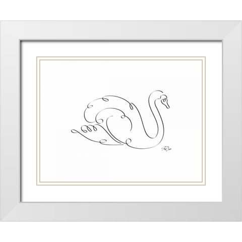 Swan White Modern Wood Framed Art Print with Double Matting by Mahdavi, Gholam Reza