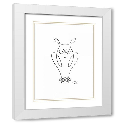 Owl White Modern Wood Framed Art Print with Double Matting by Mahdavi, Gholam Reza