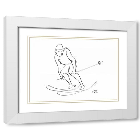 Skier White Modern Wood Framed Art Print with Double Matting by Mahdavi, Gholam Reza