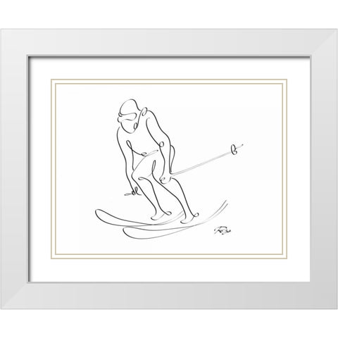 Skier White Modern Wood Framed Art Print with Double Matting by Mahdavi, Gholam Reza