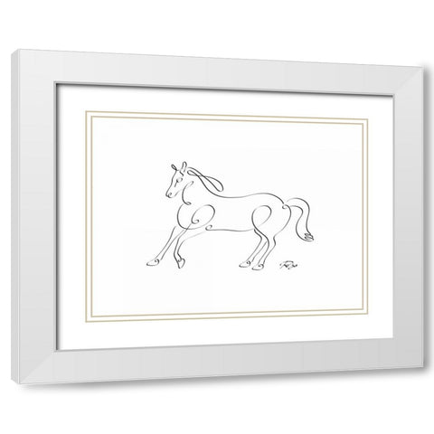 Horse White Modern Wood Framed Art Print with Double Matting by Mahdavi, Gholam Reza
