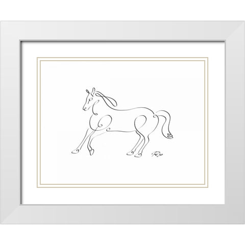 Horse White Modern Wood Framed Art Print with Double Matting by Mahdavi, Gholam Reza