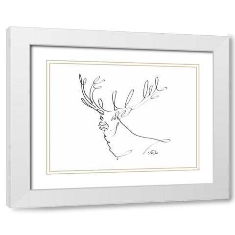 Deer White Modern Wood Framed Art Print with Double Matting by Mahdavi, Gholam Reza