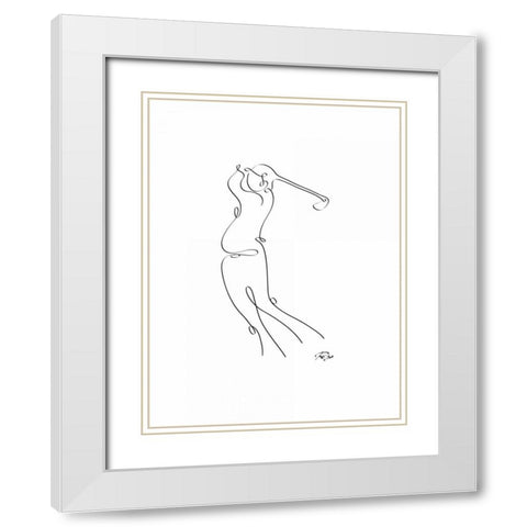 Golfer White Modern Wood Framed Art Print with Double Matting by Mahdavi, Gholam Reza